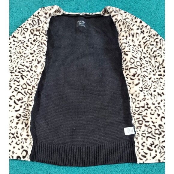 Twelfth Love Faux Suede Sweater with Faux Cheetah Fur Black Size Large - Picture 3 of 8